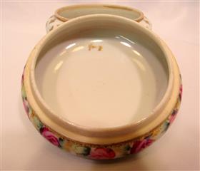 ANTIQUE PORCELAIN HAIR RECEIVER POWDER BOX VANITY SET MORIMURA NIPPON PINK ROSES